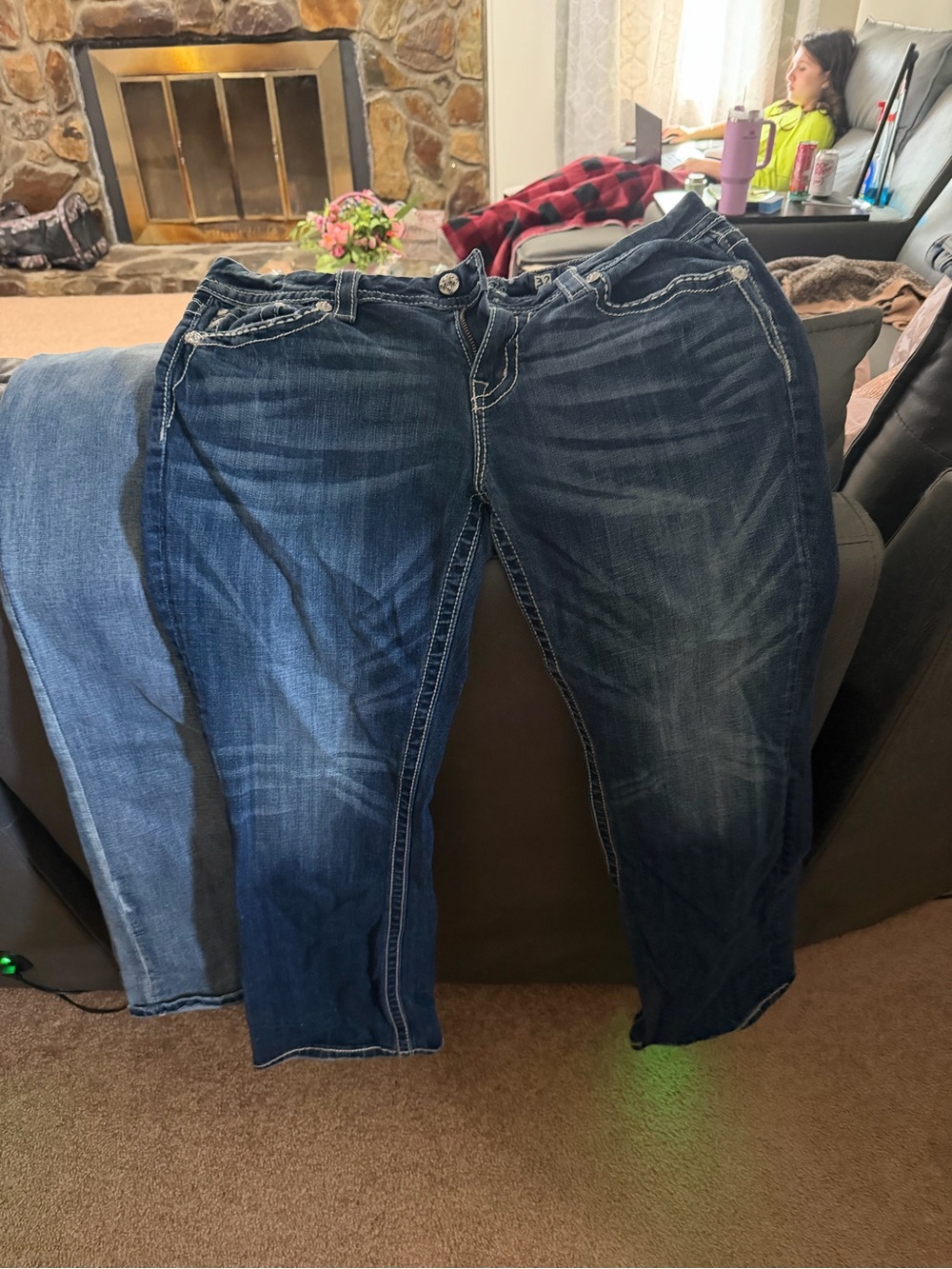 Miss Me Women's Dark Blue Boyfriend Jeans with Fading